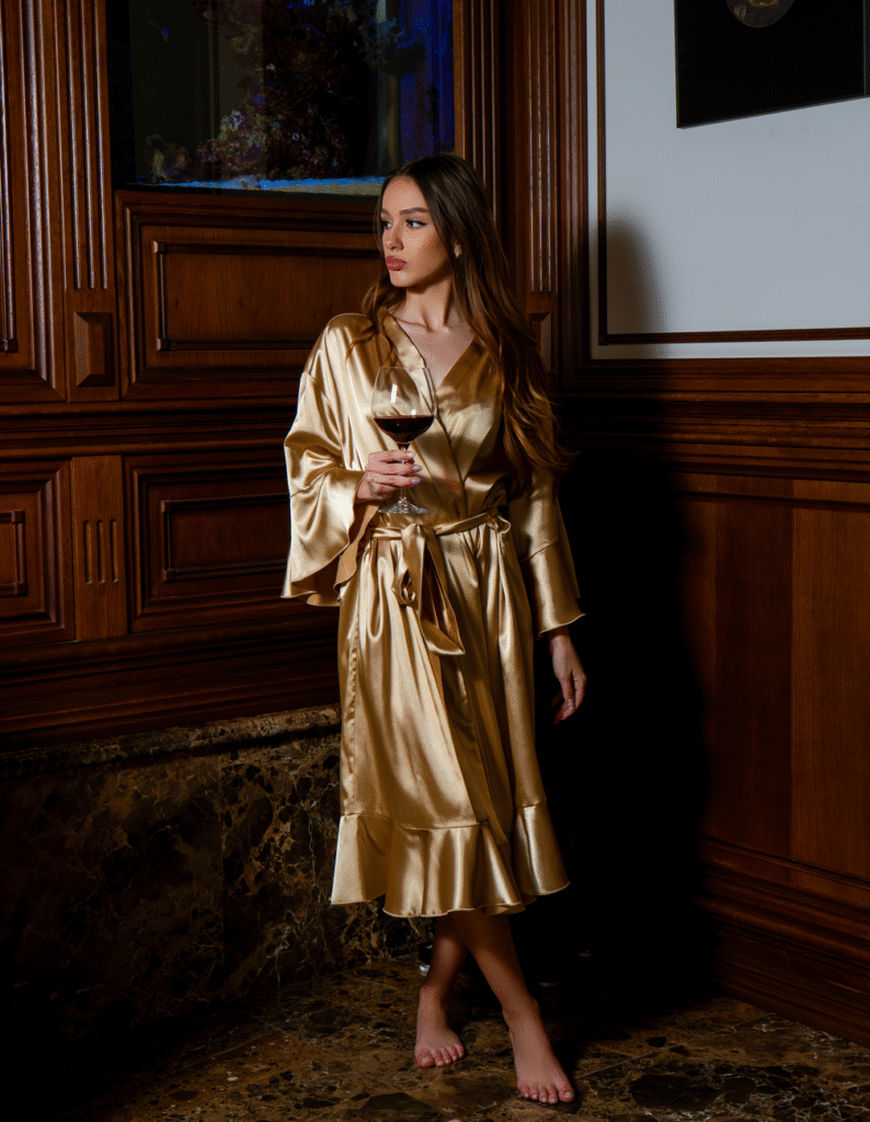 Peignoir en satin Old Gold