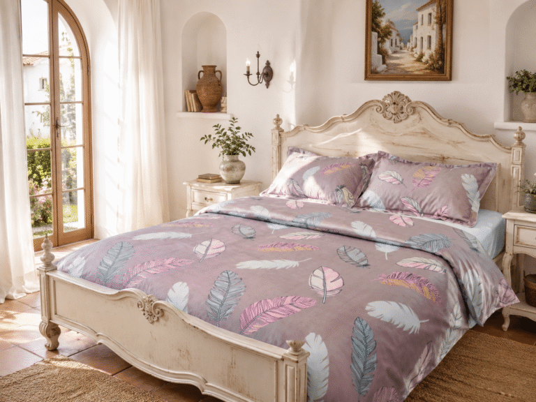 Ensemble 4 pièces – Plumes satinées – beige