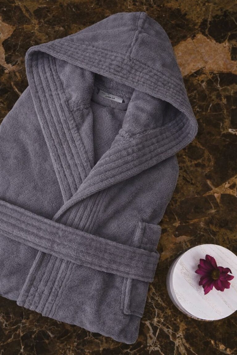 Peignoir de bain enfant DAIM, 430 GSM, velours éponge, gris