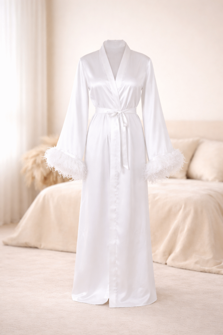Peignoir en satin Artisticité en blanc