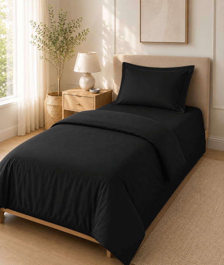 Ensemble de lit 3 pièces Noir – 100 % coton