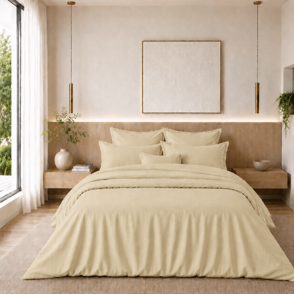 Ensemble de lit TeoTex en coton satiné – 4 pièces avec drap plat