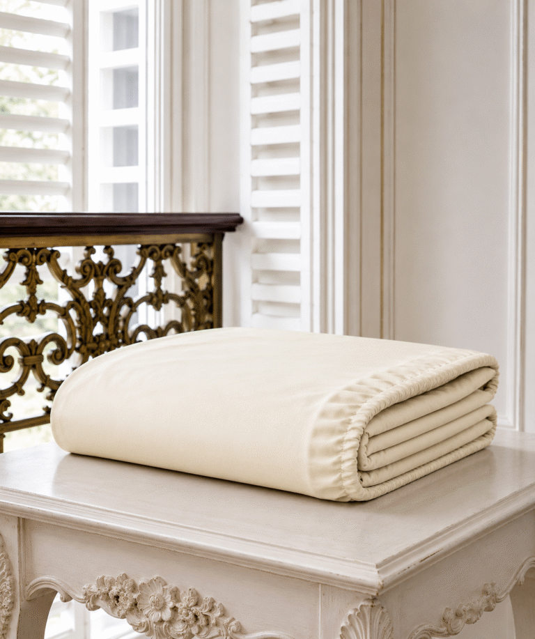 Drap-housse TeoTex en coton satiné – Vanille