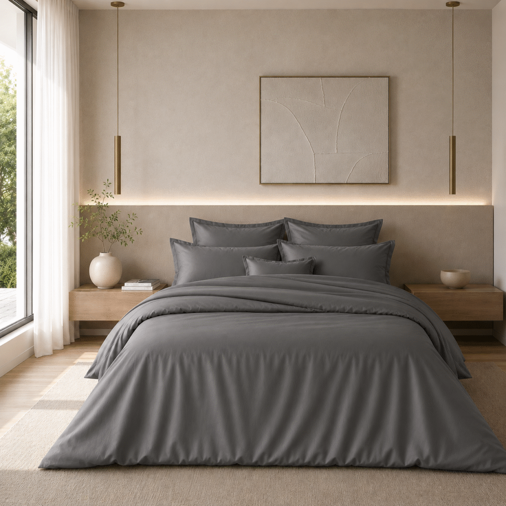 Ensemble de lit TeoTex en coton satiné – 4 pièces avec drap plat