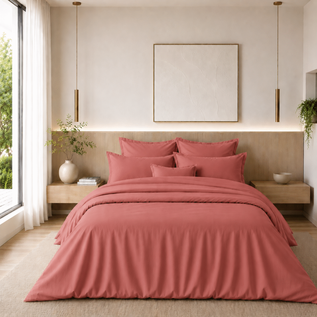 Ensemble de lit TeoTex en coton satiné – 4 pièces avec drap plat