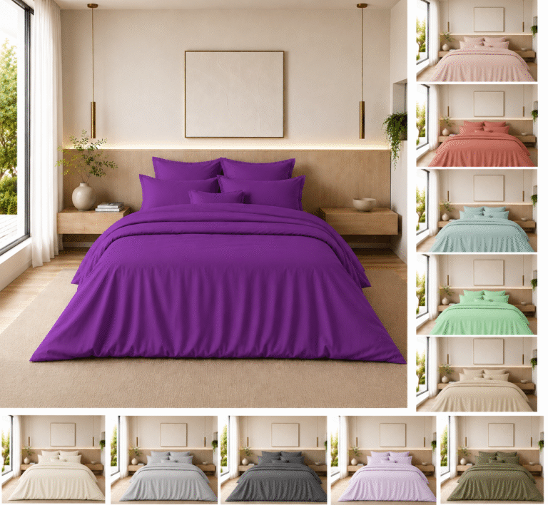 Ensemble de lit TeoTex en coton satiné – 4 pièces avec drap plat