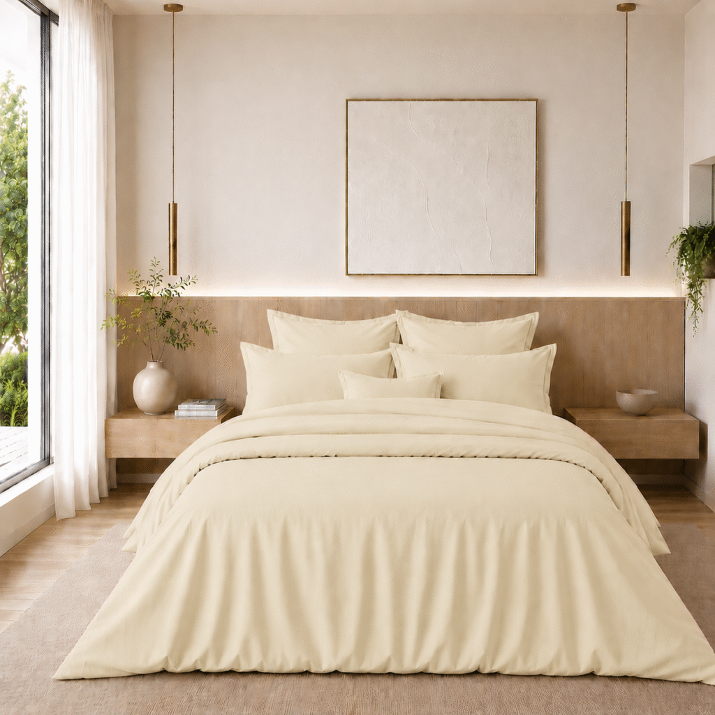 Ensemble de lit TeoTex en coton satiné – 4 pièces avec drap plat